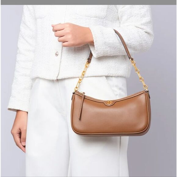 New! Tory Burch Studio Leather Shoulder Bag Crossbody in Moose - Picture 14 of 14